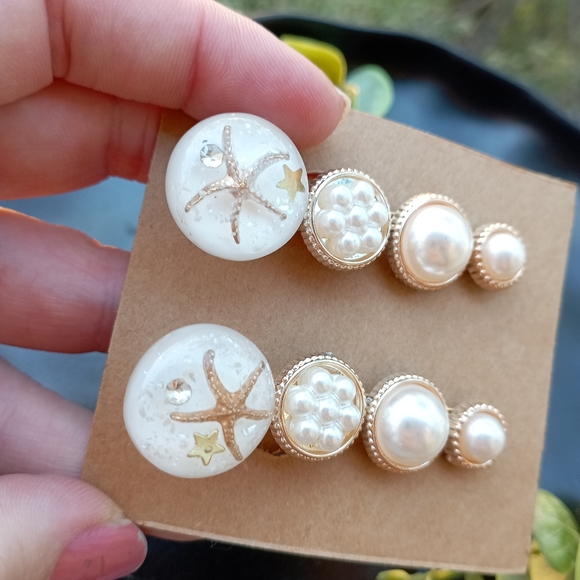 Gold Starfish Romantic Pearlcore Hair Clips - Picture 13 of 13